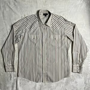 Panhandle Slim Western Pearl Snap Button Up Men's Extra Large Brown White Gray